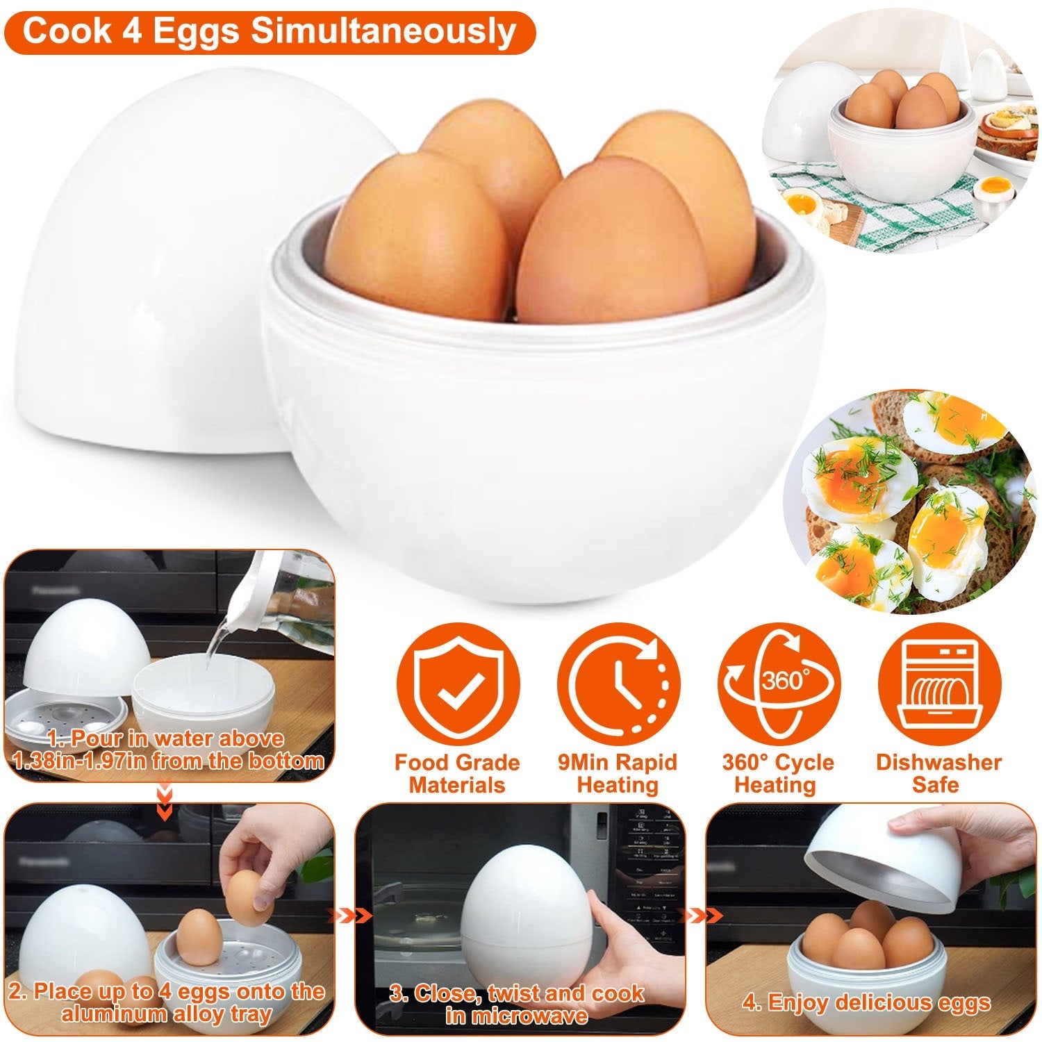 Microwave Egg Broiler Cooker Up to 4 Eggs Kitchen Appliances - DailySale