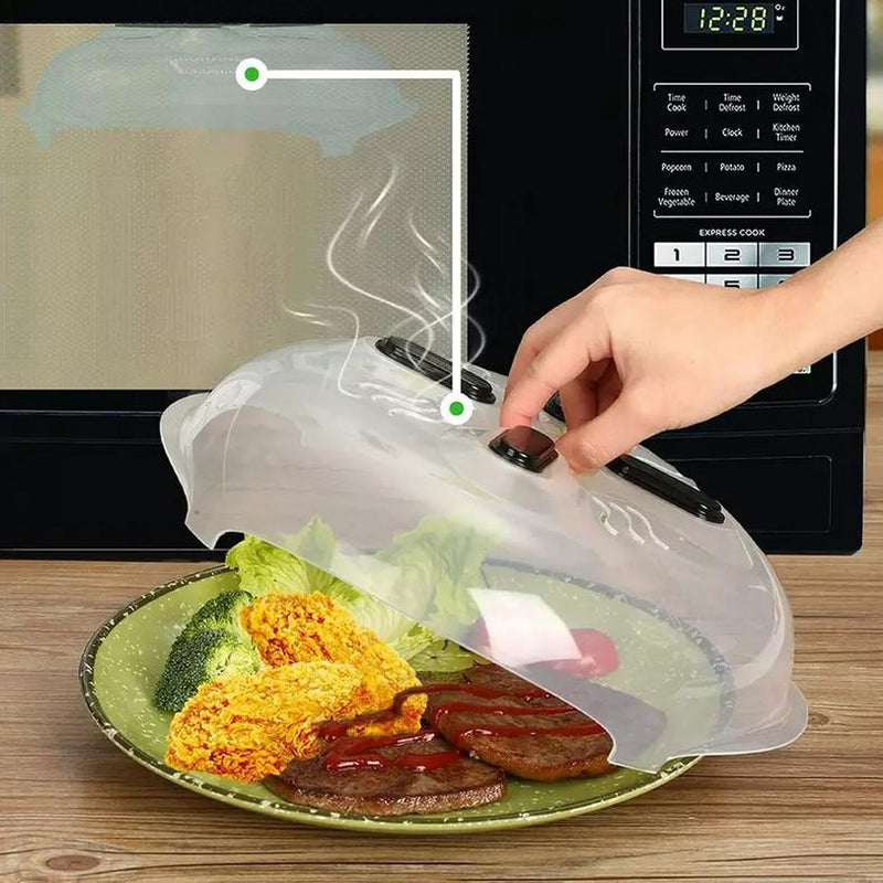 Transparent Magnet Food Splatter Guard Microwave Hover Cover Lid Vented  &Hot Pad