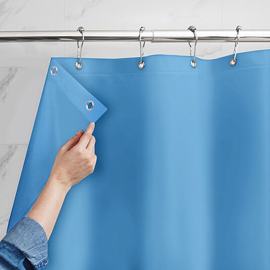 Mildew Resistant Heavyweight Vinyl Shower Curtain Liner with Magnets Metal Grommets Bath Blue 1-Pack - DailySale
