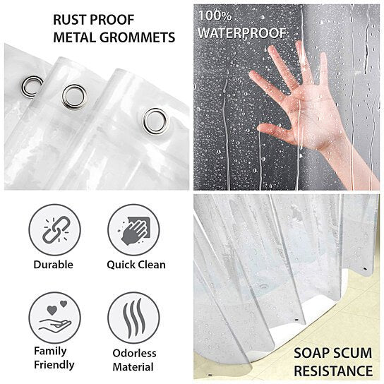 Mildew Resistant Heavyweight Vinyl Shower Curtain Liner with Magnets Metal Grommets Bath - DailySale