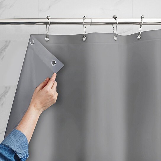 Mildew Resistant Heavyweight Vinyl Shower Curtain Liner with Magnets Metal Grommets Bath Gray 1-Pack - DailySale
