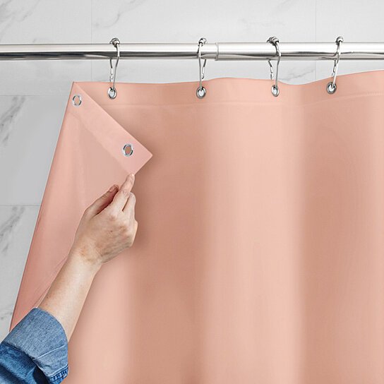 Mildew Resistant Heavyweight Vinyl Shower Curtain Liner with Magnets Metal Grommets Bath Peach 1-Pack - DailySale