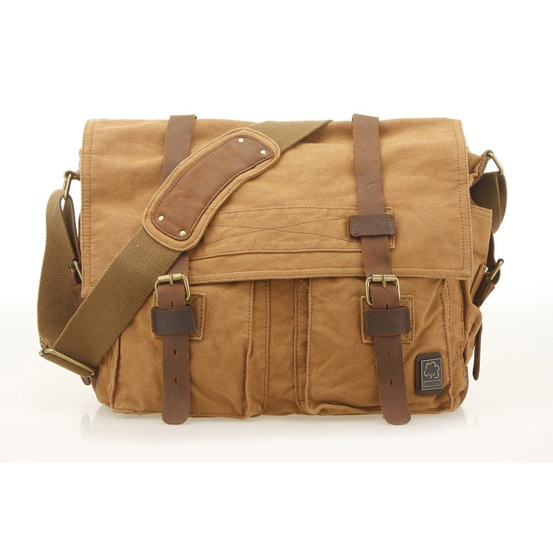 Military Vintage Canvas Crossbody Messenger Bag - Assorted Colors and Sizes Handbags & Wallets M Khaki - DailySale