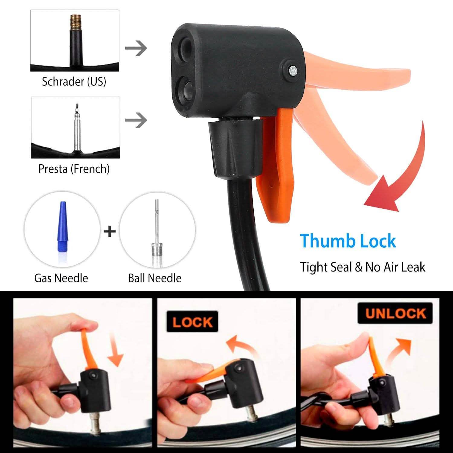 Mini Bike Foot Pump Portable Bicycle Tire Inflator Sports & Outdoors - DailySale