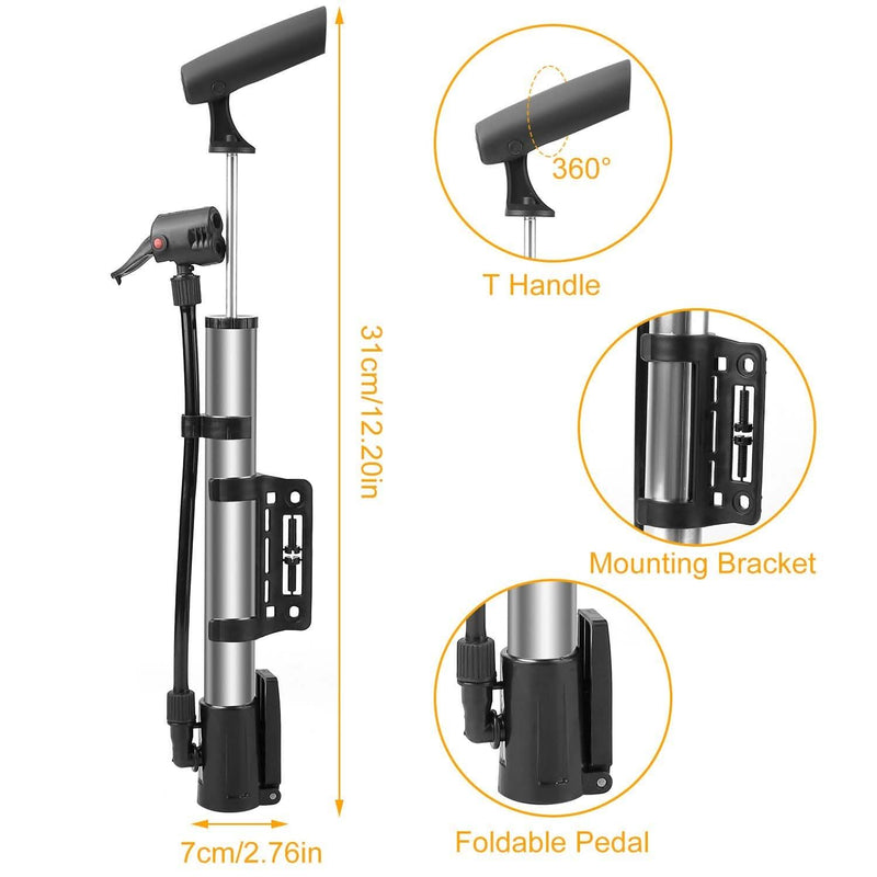 Mini Bike Pump Portable Bicycle Tire Inflator Sports & Outdoors - DailySale