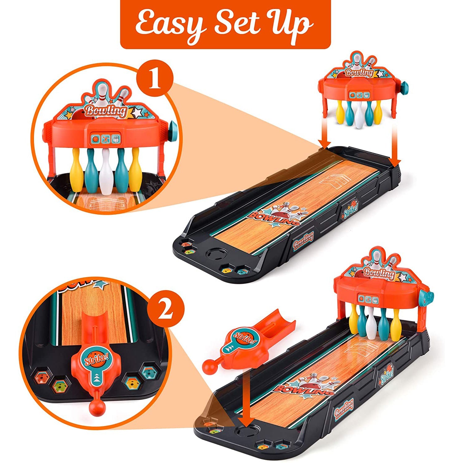 Mini Bowling Game Set Tabletop Practice Toy for Kids Toys & Games - DailySale