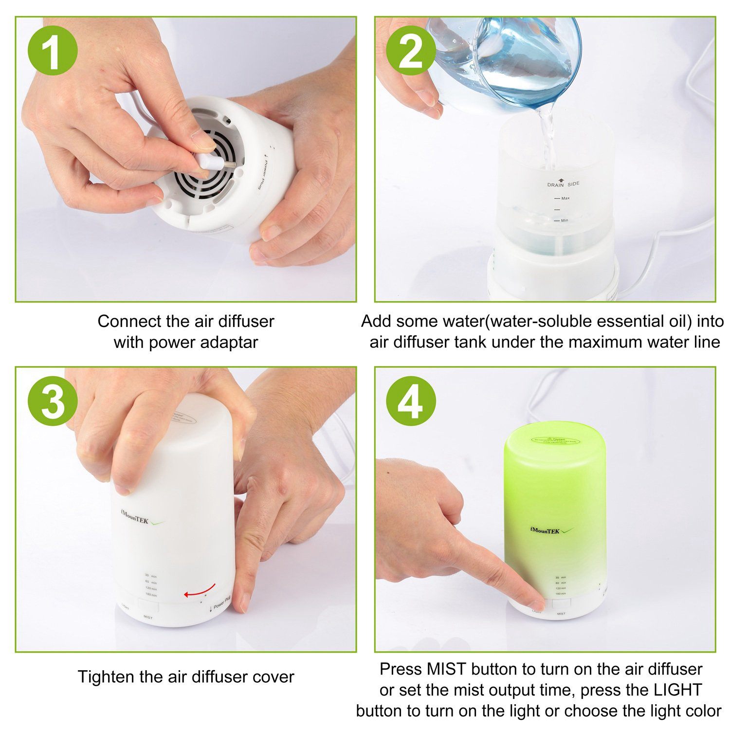 Mini Cool Mist Humidifier with 7 Color LED Lights Wellness - DailySale