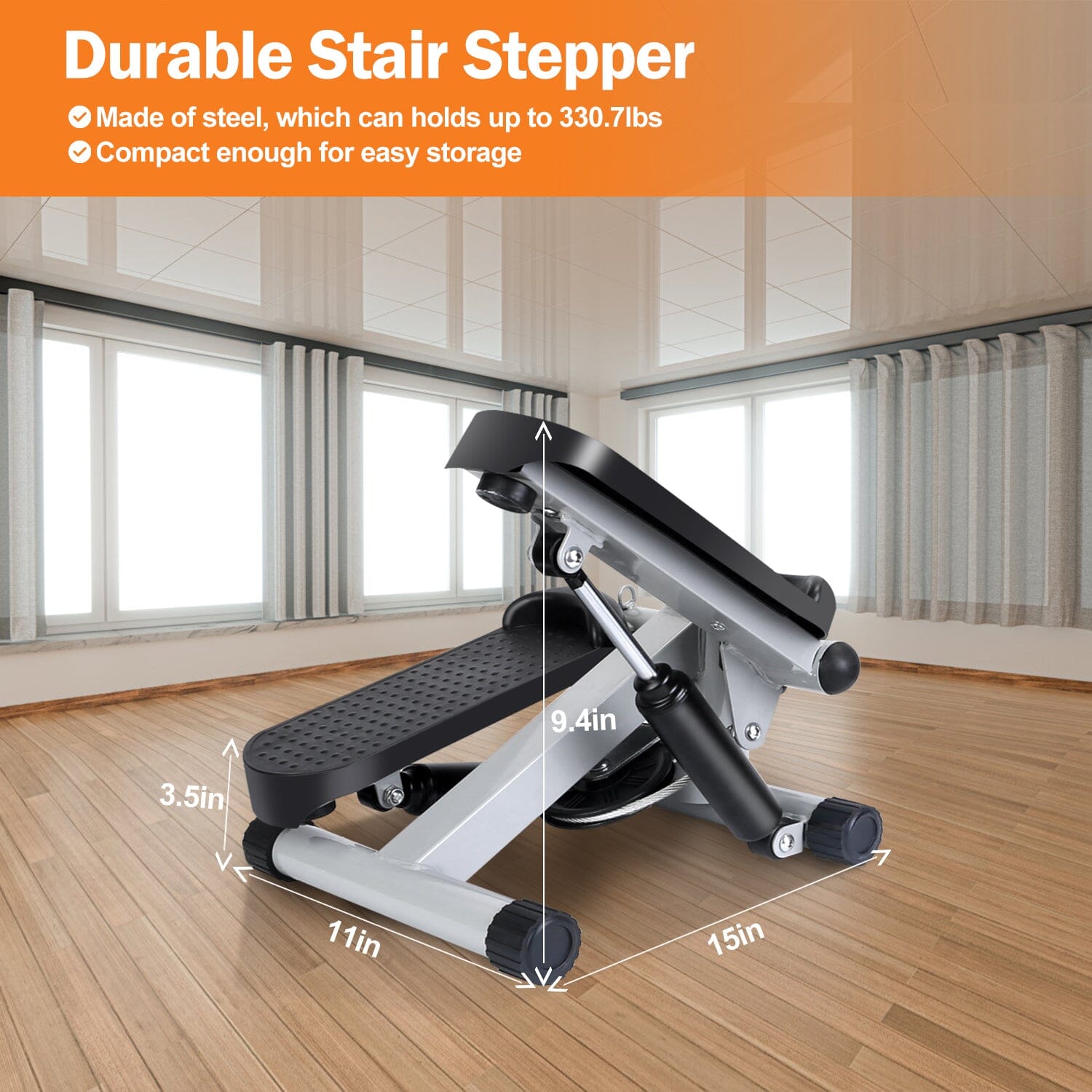 Mini Fitness Stepper with 2 Resistance Bands LCD Monitor Fitness - DailySale