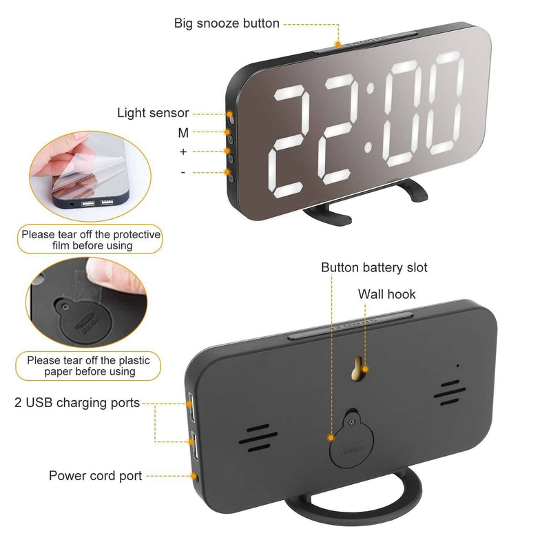 Mirror LED Electronic Alarm Clock Household Appliances - DailySale