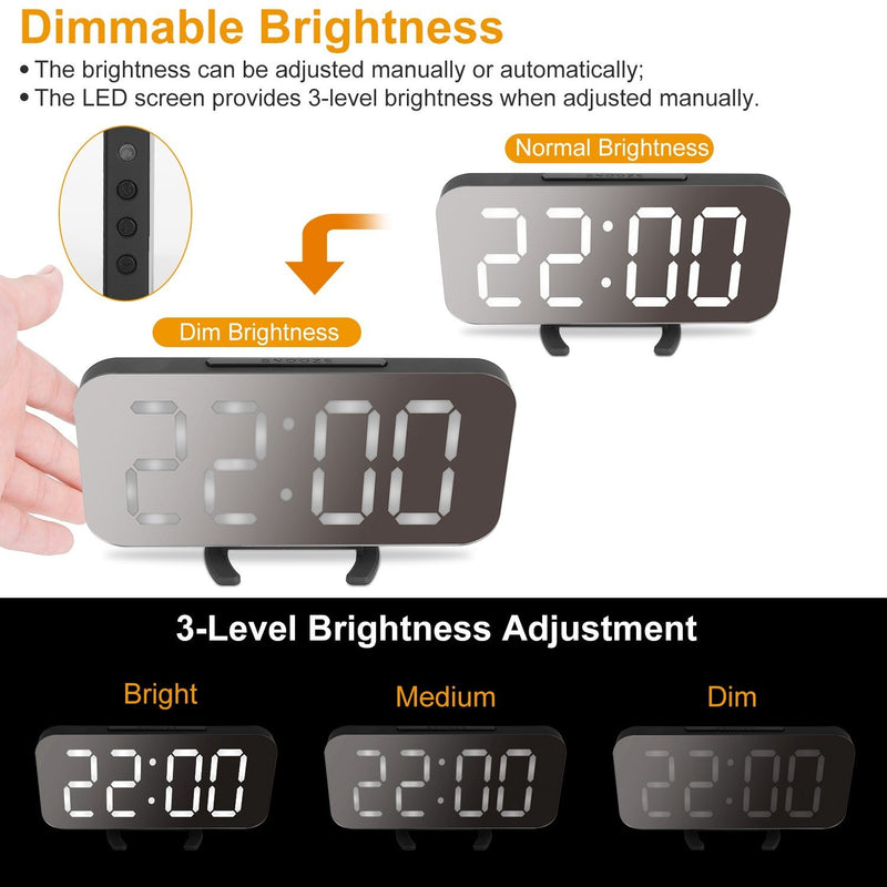 Mirror LED Electronic Alarm Clock Household Appliances - DailySale