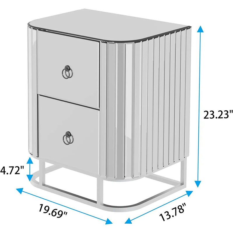 Mirrored Accent Table with 2 Drawers and Stainless Steel Frame Furniture & Decor - DailySale