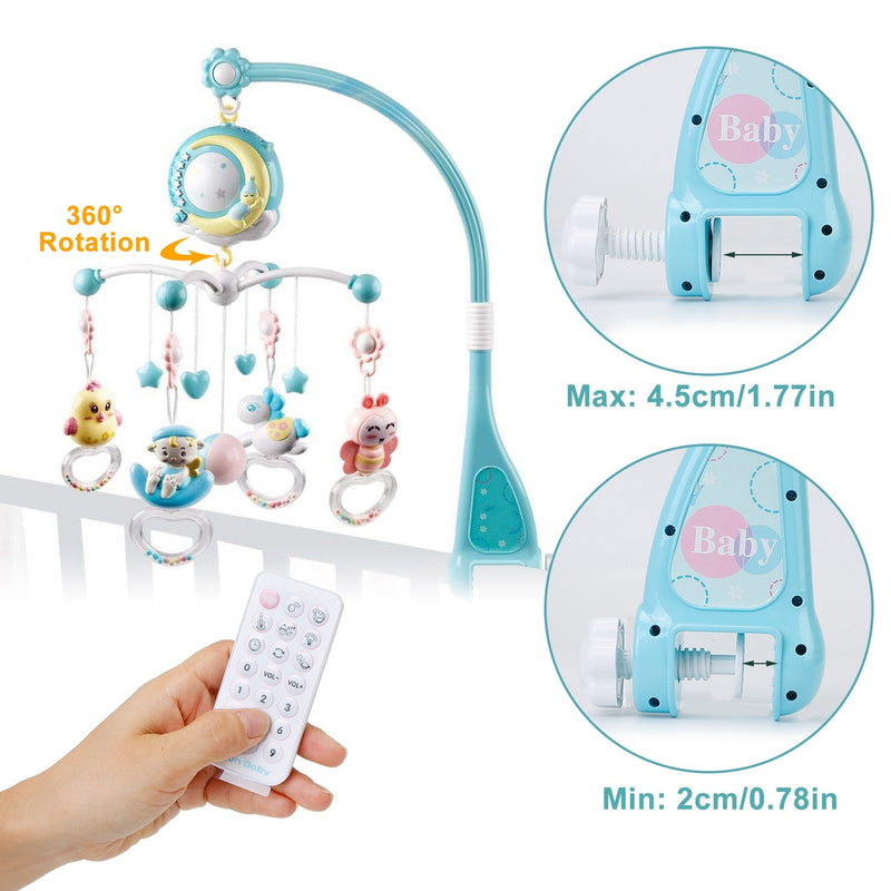 Mobile Star Projection Nursery Light Baby Rattle Toy with Music Box Remote Control Baby - DailySale