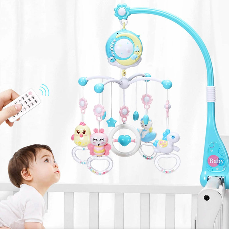 Mobile Star Projection Nursery Light Baby Rattle Toy with Music Box Remote Control Baby - DailySale