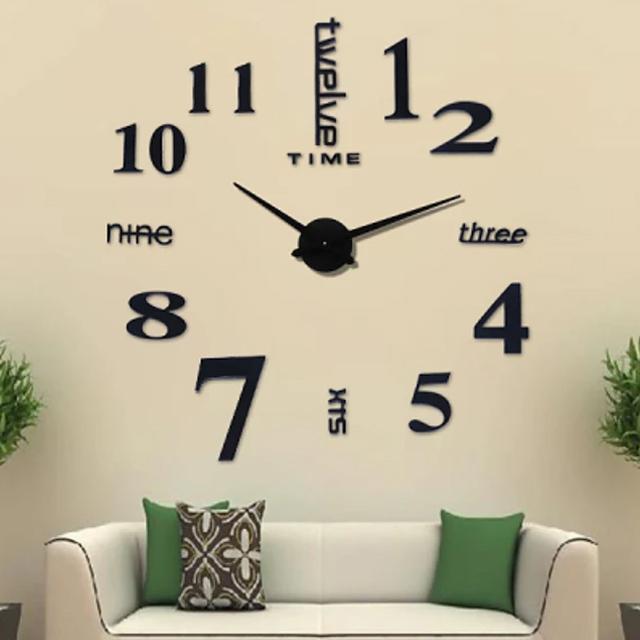 Modern Acrylic Wall Clock Digital Brushed Steel Household Appliances Black - DailySale