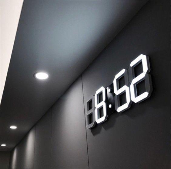 Modern Digital 3D White LED Wall Clock Alarm Clock Household Appliances - DailySale