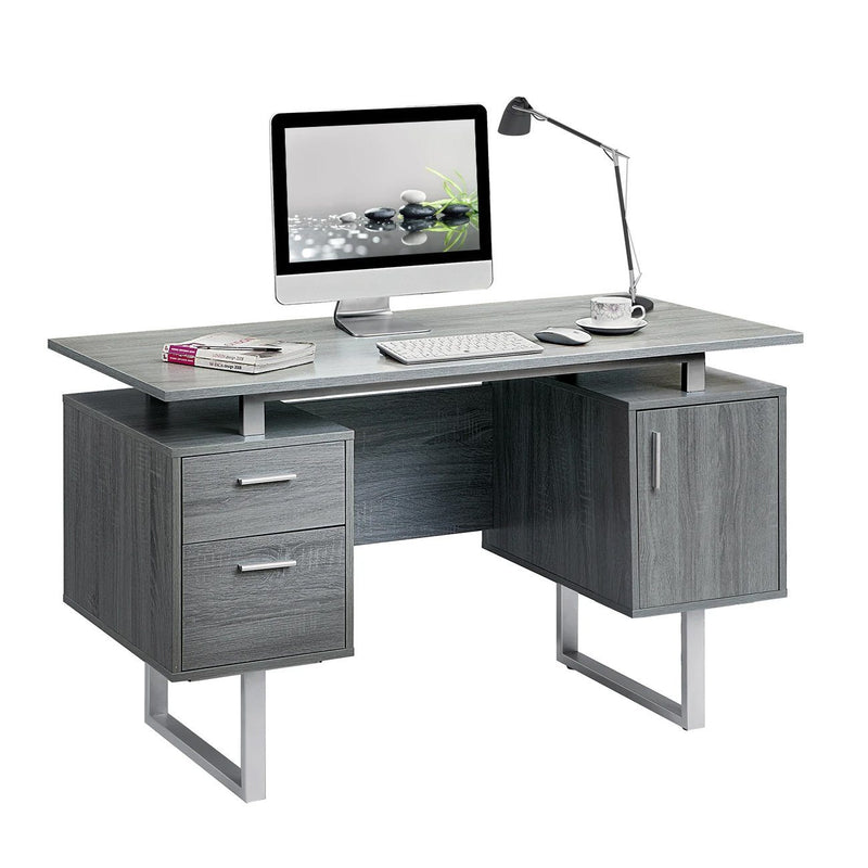 Modern Gray Office Desk with Storage Everything Else - DailySale