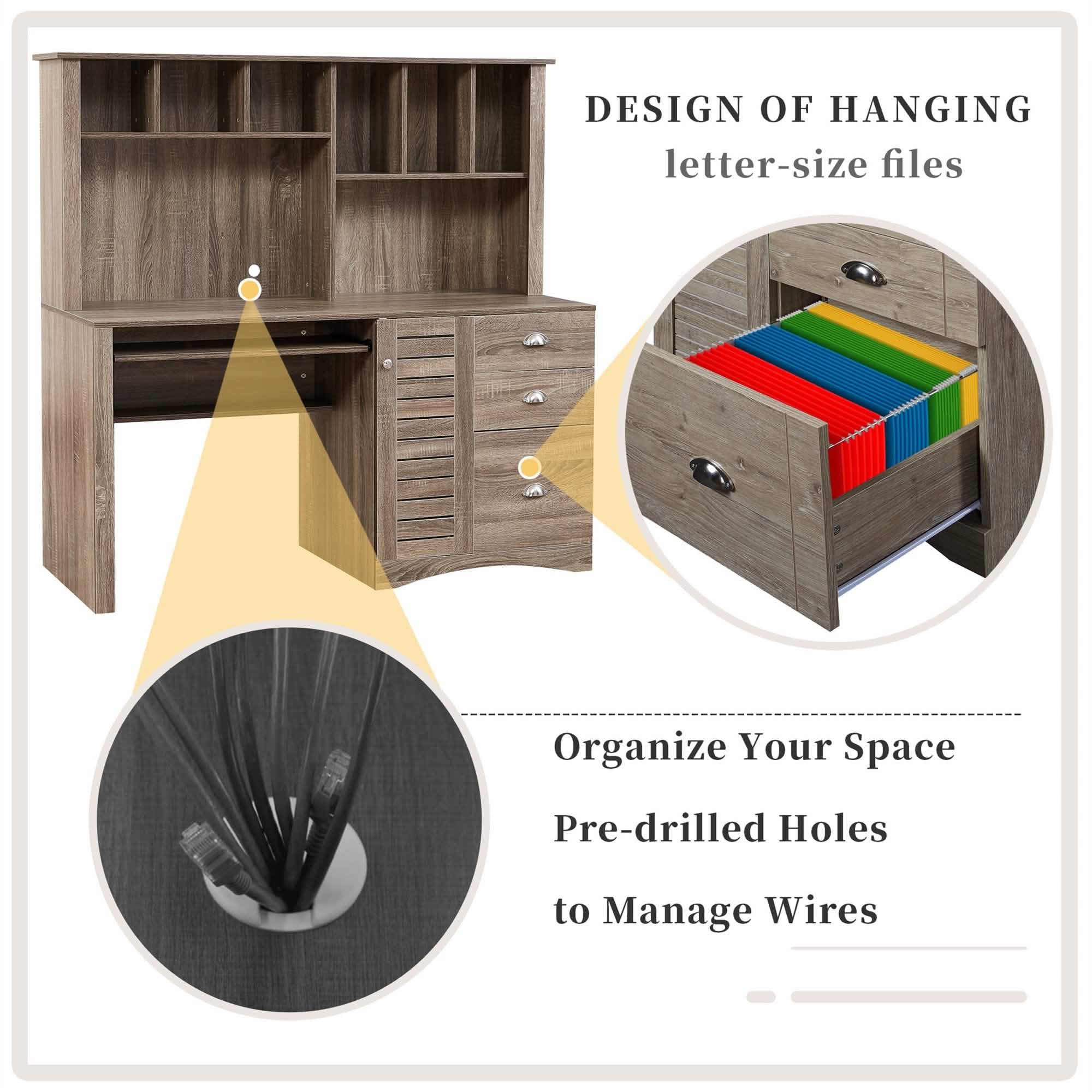 Modern Home Office Desk- 59" Computer Desk Table Furniture & Decor - DailySale
