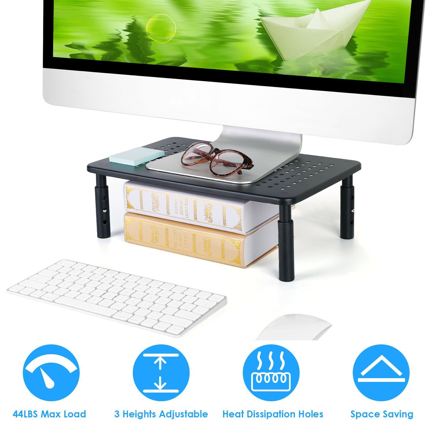 Monitor Stand Riser 3 Height Adjustable Desk Computer Accessories - DailySale