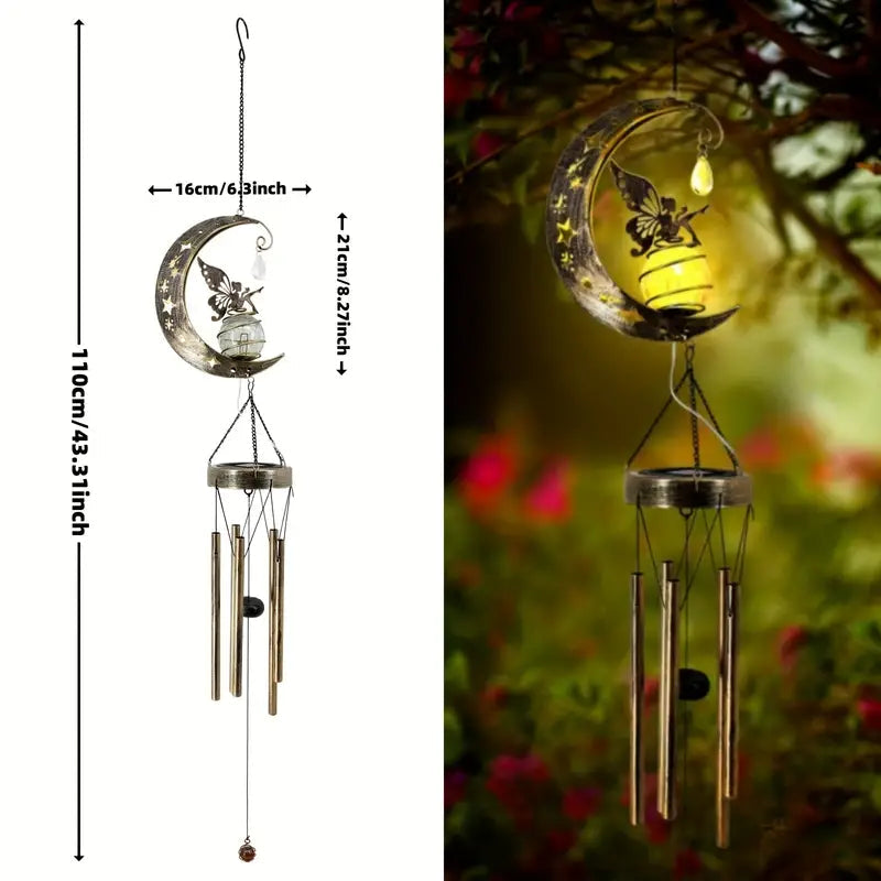 Moon Fairy Solar Wind Chimes Outdoor Garden & Patio - DailySale