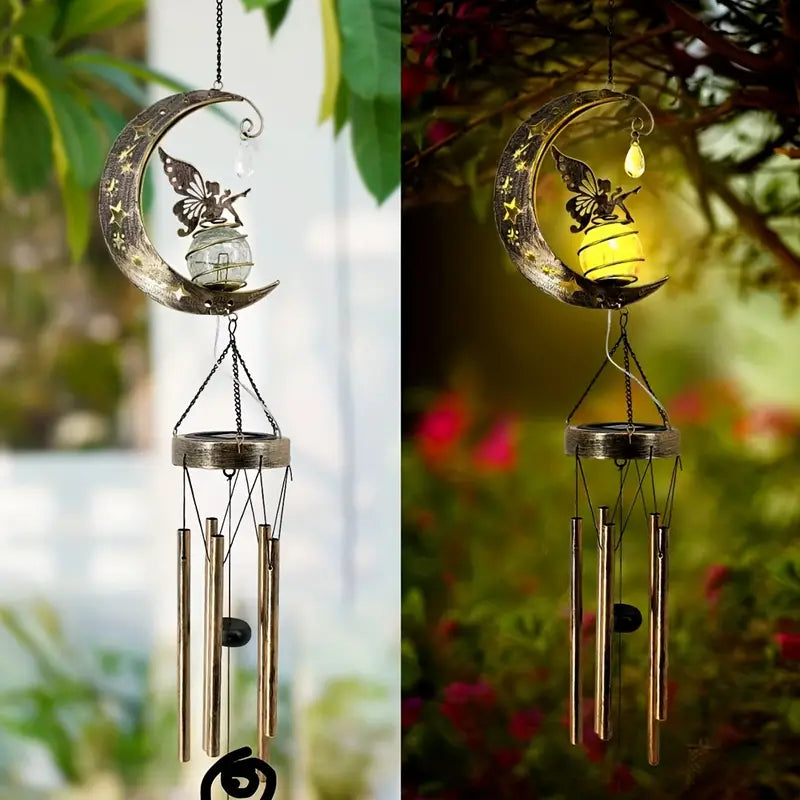 Moon Fairy Solar Wind Chimes Outdoor Garden & Patio - DailySale