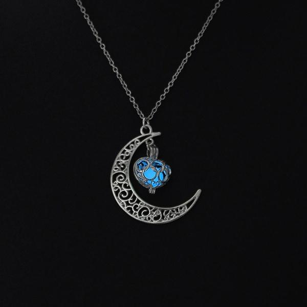 Moon Glowing Necklace Necklaces Sky Blue - DailySale