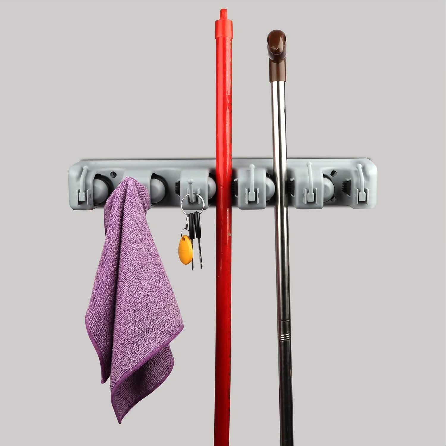 Mop Holder Wall Mount Hanger Organizer Storage Closet & Storage - DailySale