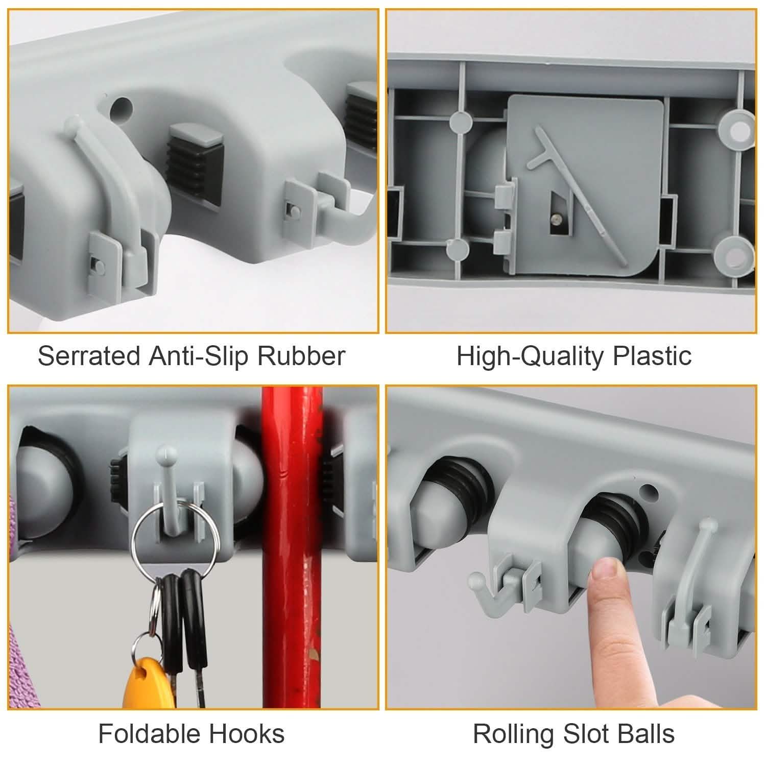 Mop Holder Wall Mount Hanger Organizer Storage Closet & Storage - DailySale