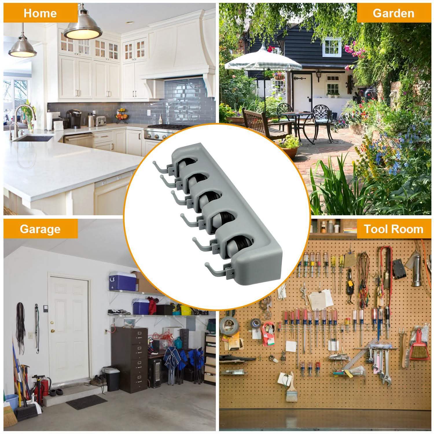 Mop Holder Wall Mount Hanger Organizer Storage Closet & Storage - DailySale