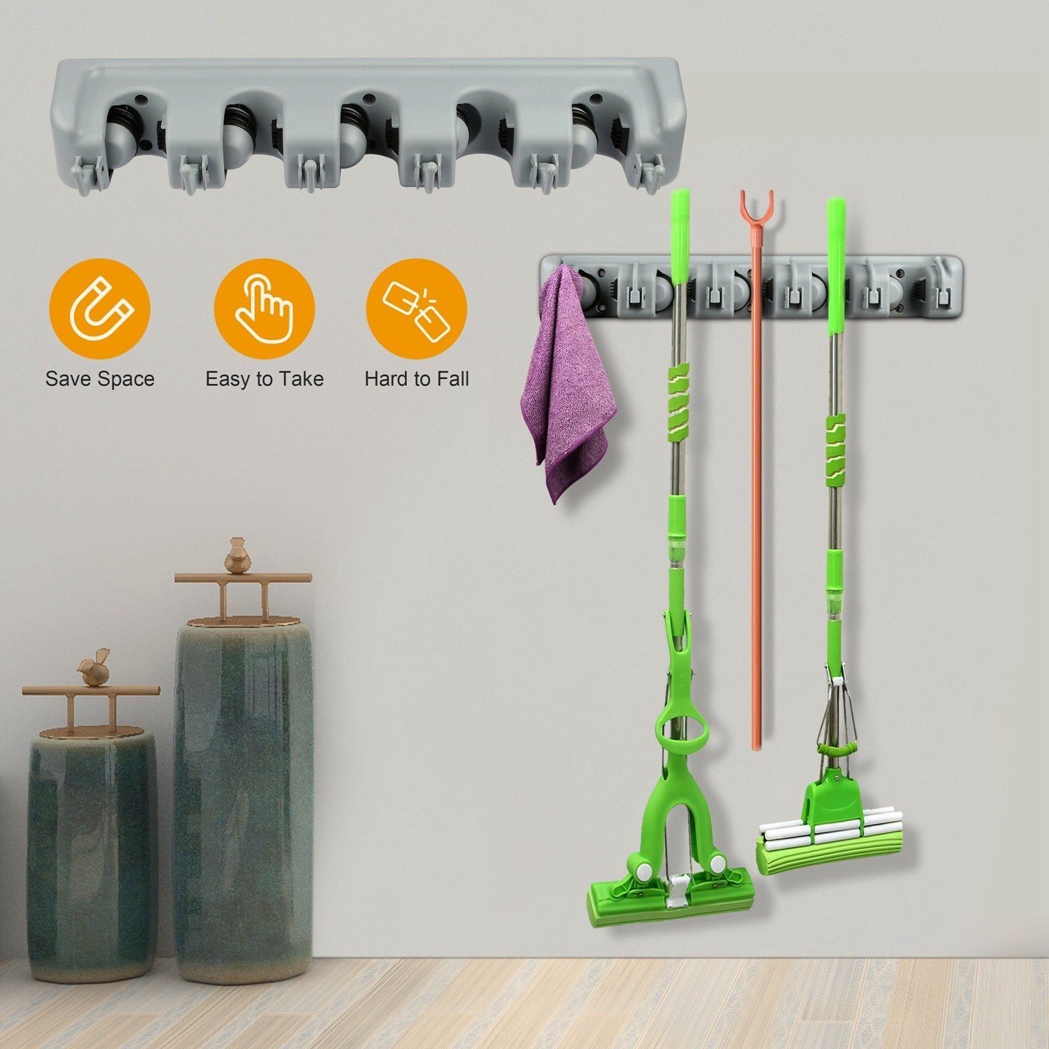 Mop Holder Wall Mount Organizer Closet & Storage - DailySale