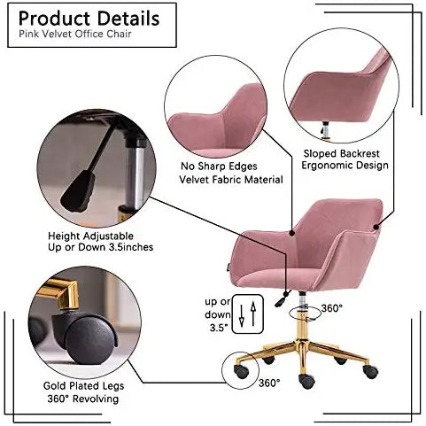 Morden Crush Velvet Home Office Chair Furniture & Decor - DailySale