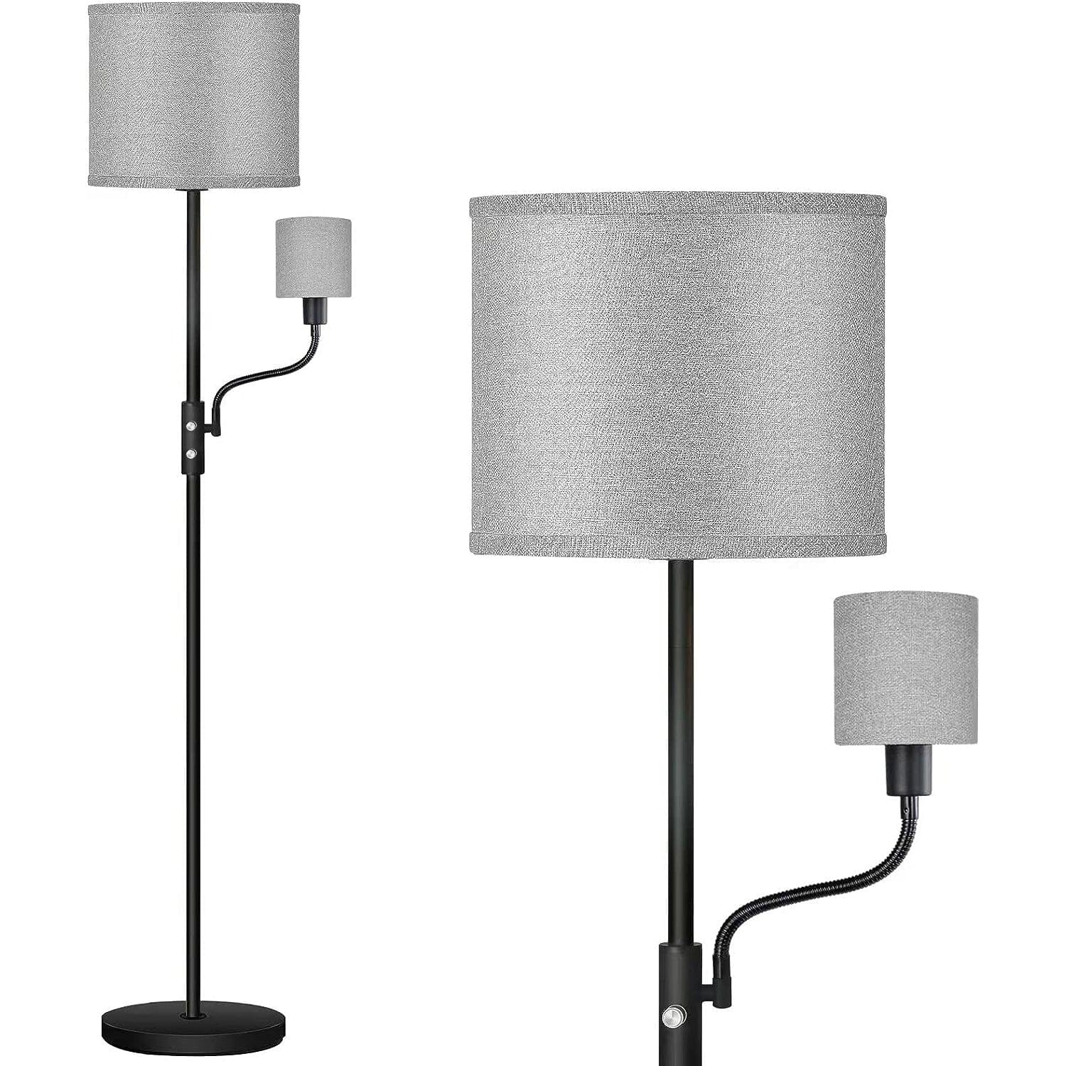 Mother Daughter Floor Lamp with Linen Shade Indoor Lighting Gray - DailySale