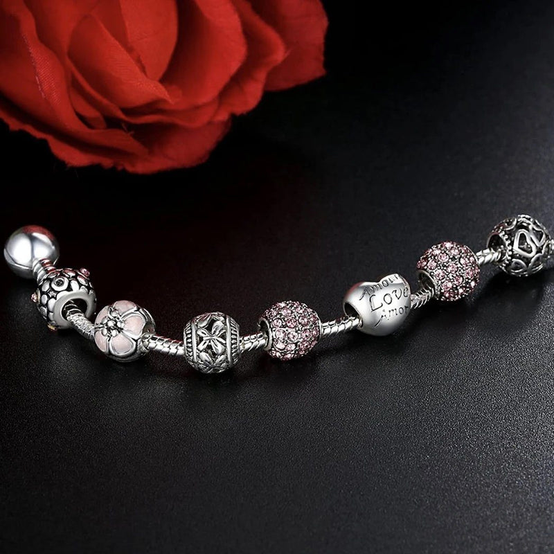 Mother's Day "LOVE" Engraved Heart Charm Bracelet Jewelry - DailySale