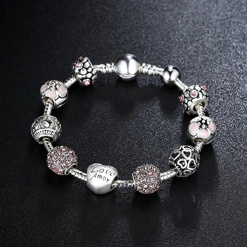 Mother's Day "LOVE" Engraved Heart Charm Bracelet Jewelry - DailySale