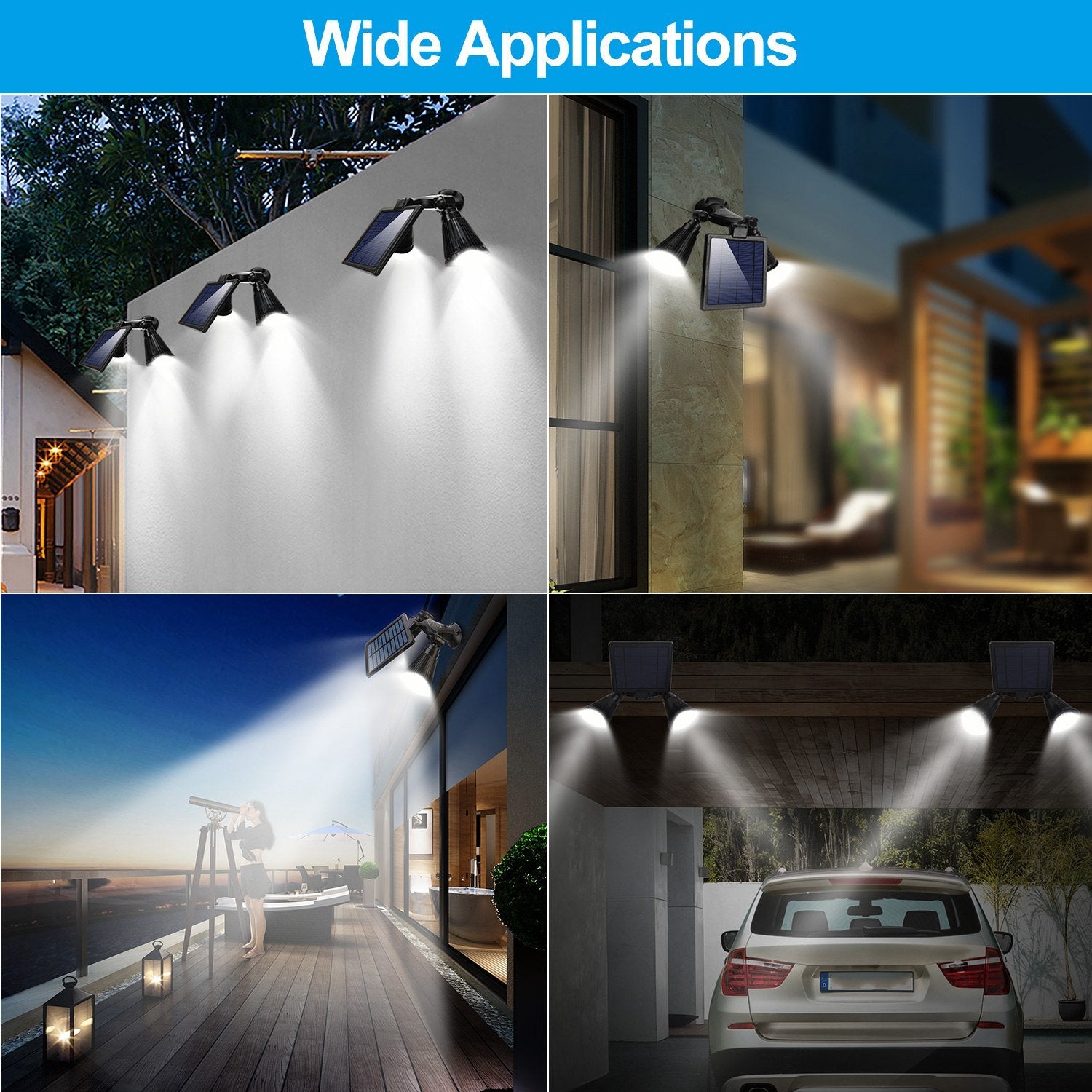 Motion Sensor Spotlights 2000lm Security Lights with Dual Head 360 Degree Rotatable Outdoor Lighting - DailySale