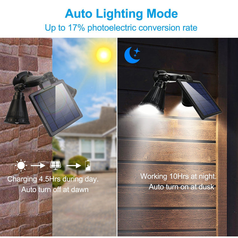 Motion Sensor Spotlights 2000lm Security Lights with Dual Head 360 Degree Rotatable Outdoor Lighting - DailySale