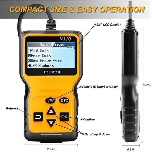 MOTOPOWER MP69033 OBD2 Scanner Universal Car Engine Fault Code Reader Automotive - DailySale