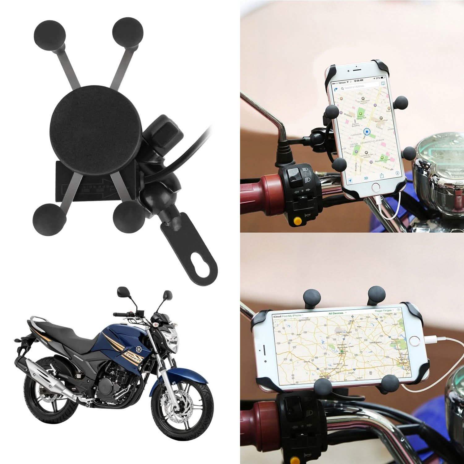 Motorcycle Handlebar Mount Holder with USB Charger Sports & Outdoors - DailySale