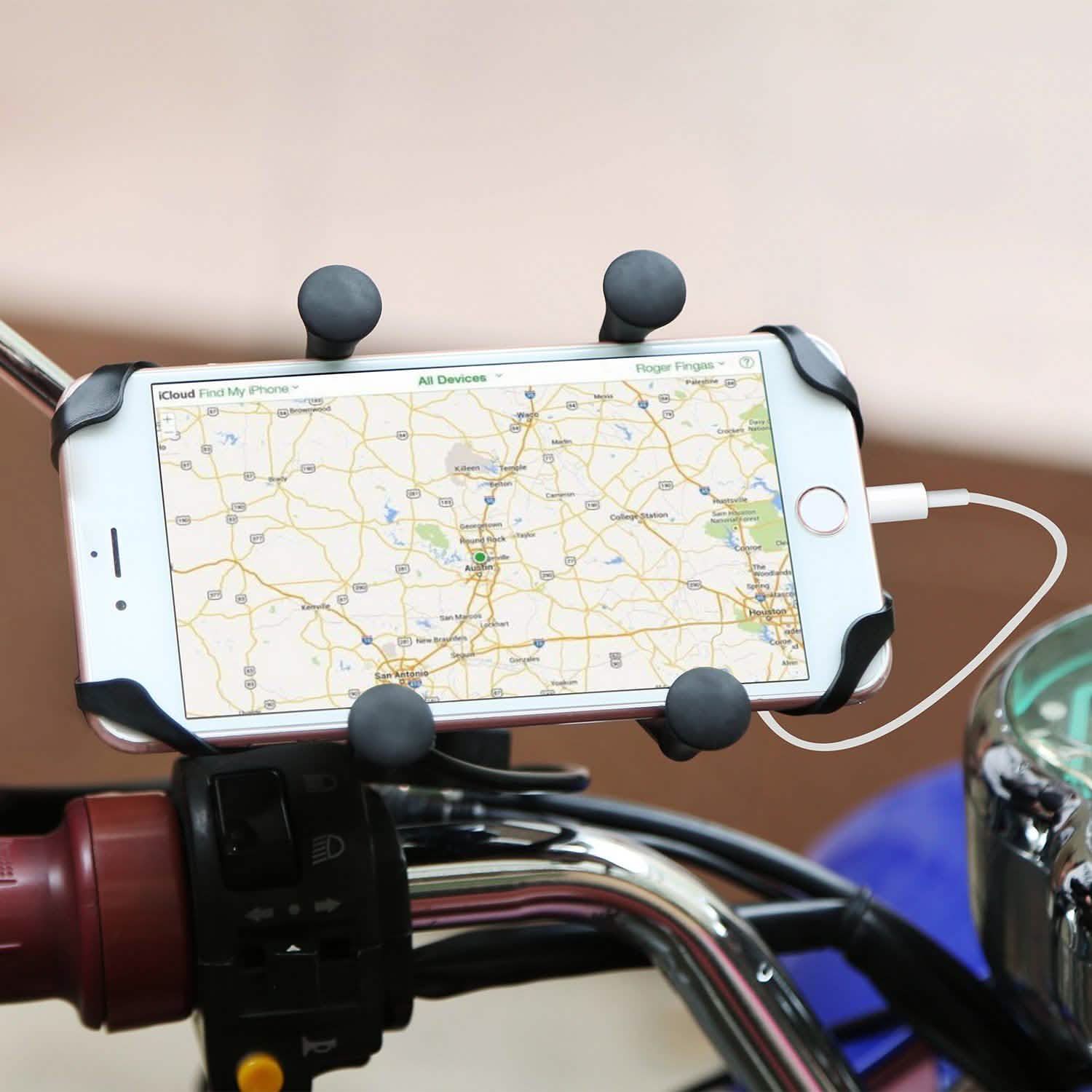 Motorcycle Handlebar Mount Holder with USB Charger Sports & Outdoors - DailySale