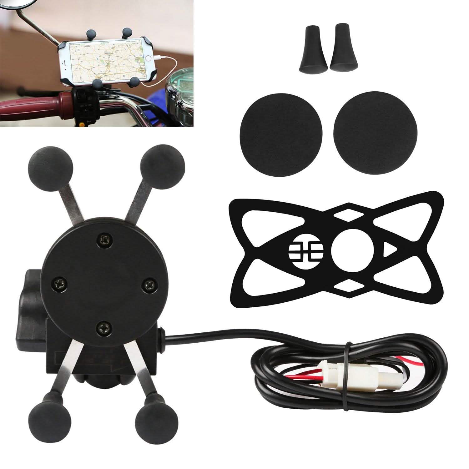 Motorcycle Handlebar Mount Holder with USB Charger Sports & Outdoors - DailySale