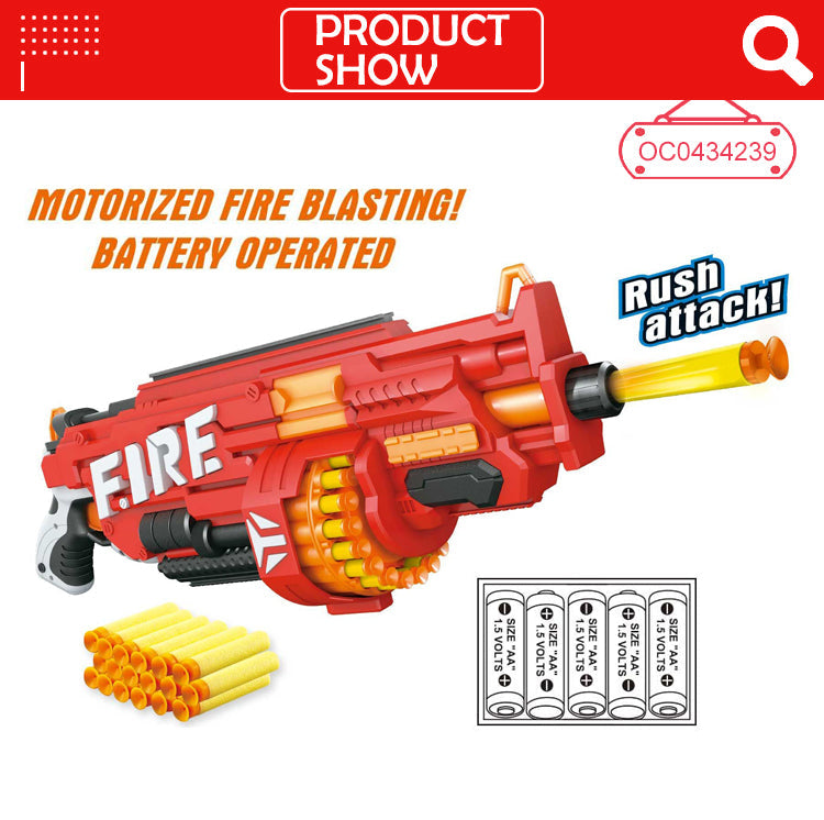 Motorized Fire Blasting Rush Attack Spinning Barrel Dart Gun Toys & Games - DailySale