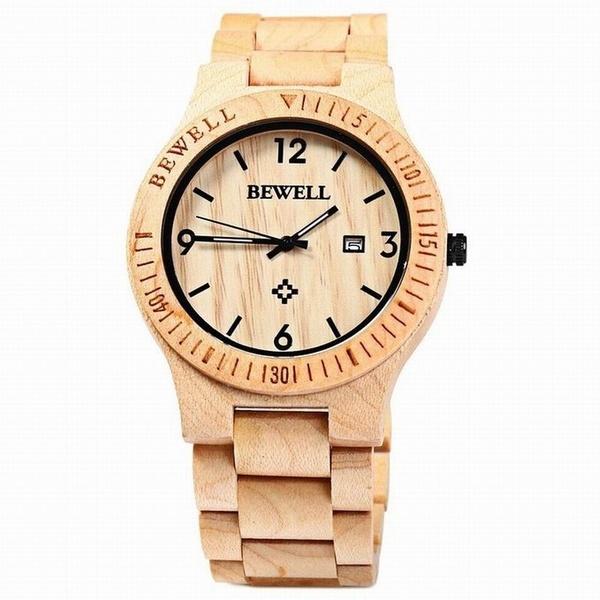 Movement Wrist Wood Watch Women's Shoes & Accessories Beige - DailySale