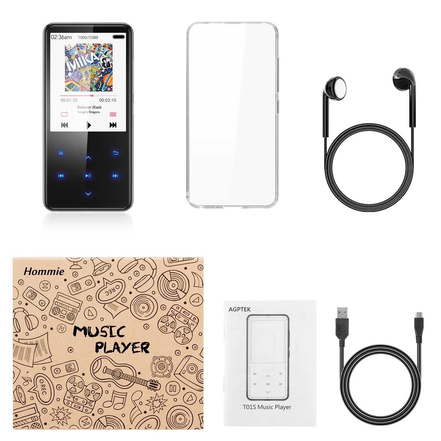 MP3 Player with 2.4in Screen Bluetooth 4.1/16GB/T01 Black Gadgets & Accessories - DailySale