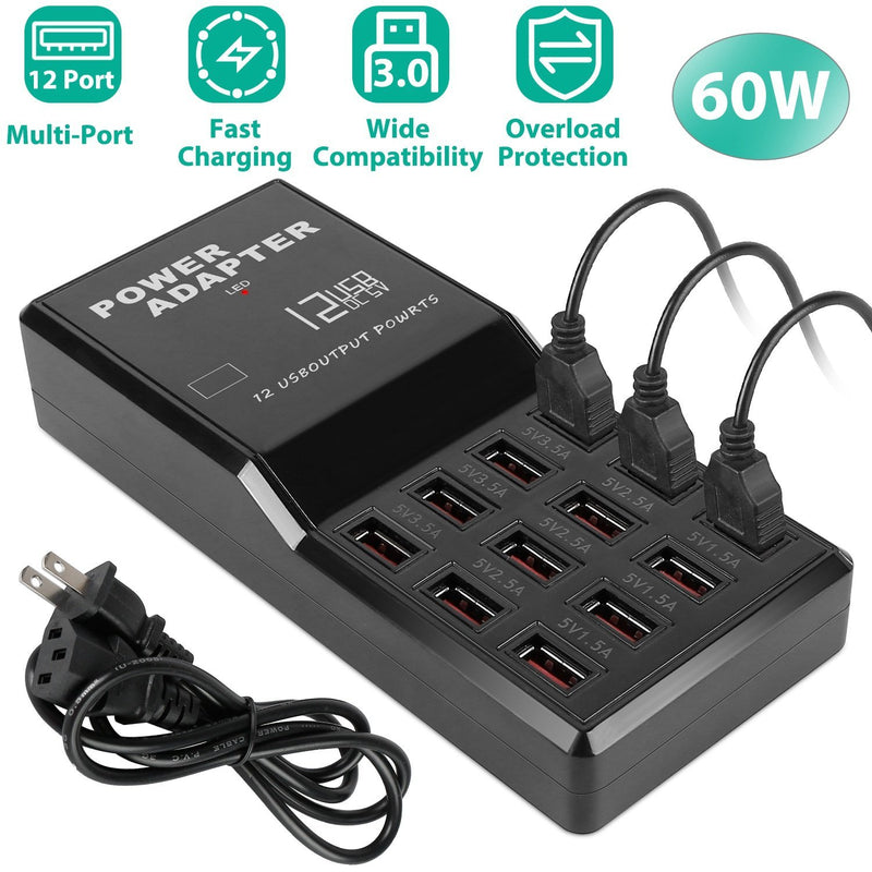 Multi 12 Port USB Charging Station Hub Mobile Accessories - DailySale