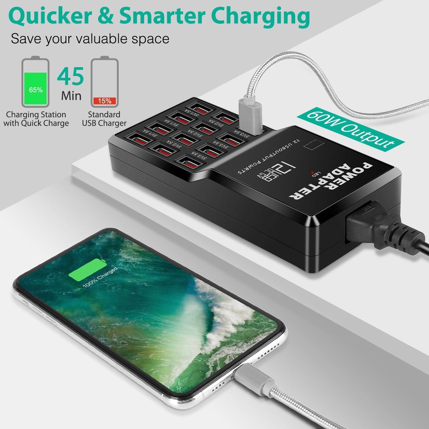 Multi 12 Port USB Charging Station Hub Mobile Accessories - DailySale