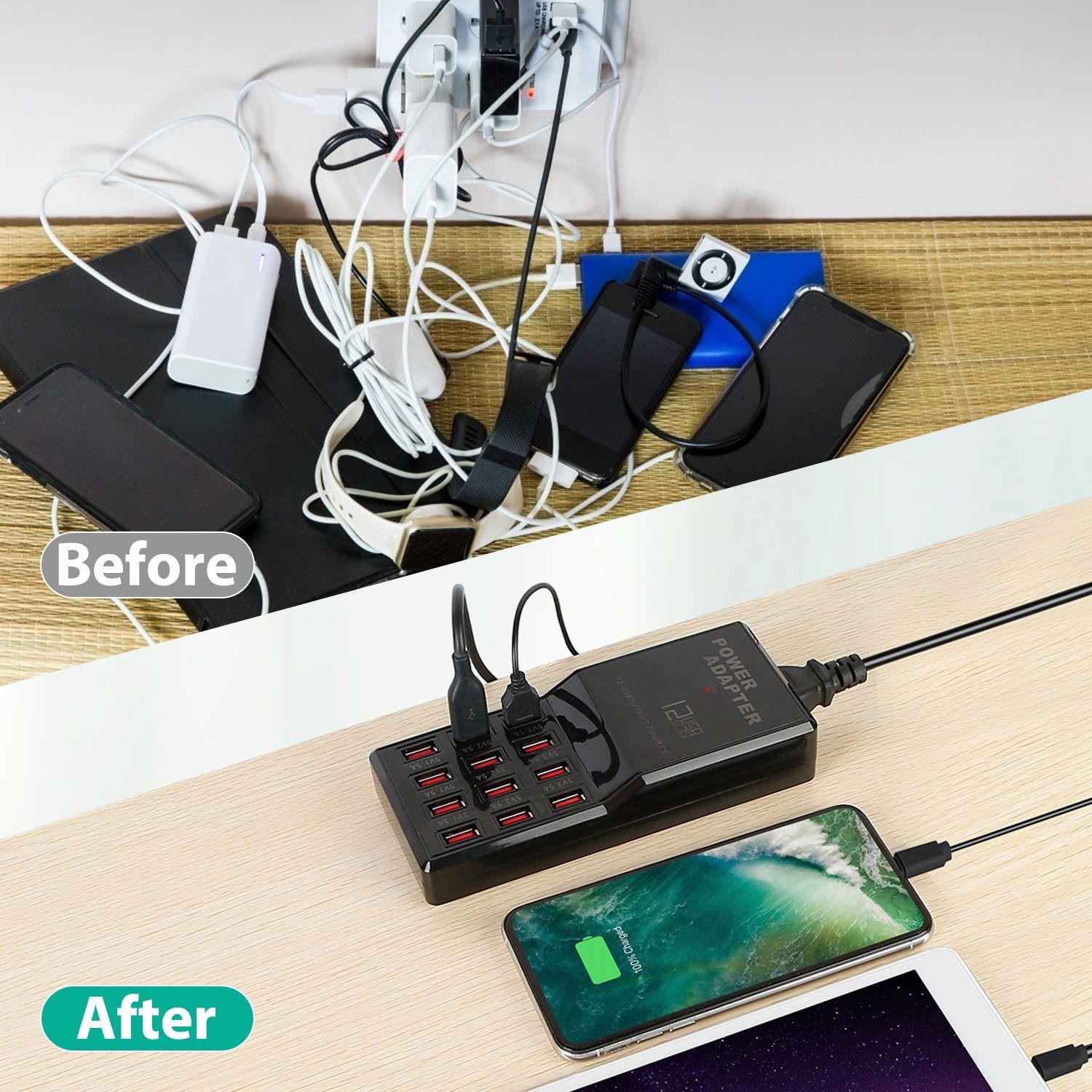 Multi 12 Port USB Charging Station Hub Mobile Accessories - DailySale