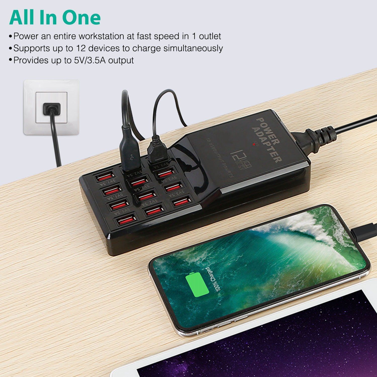 Multi 12 Port USB Charging Station Hub Mobile Accessories - DailySale