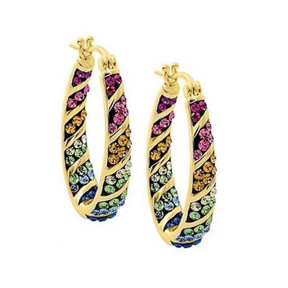 Multi-Color Graduated Crystal Inside Out Hoops Earrings Gold - DailySale