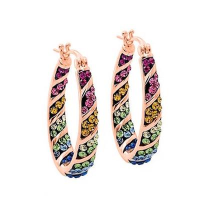 Multi-Color Graduated Crystal Inside Out Hoops Earrings Rose Gold - DailySale