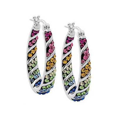 Multi-Color Graduated Crystal Inside Out Hoops Earrings White Gold - DailySale