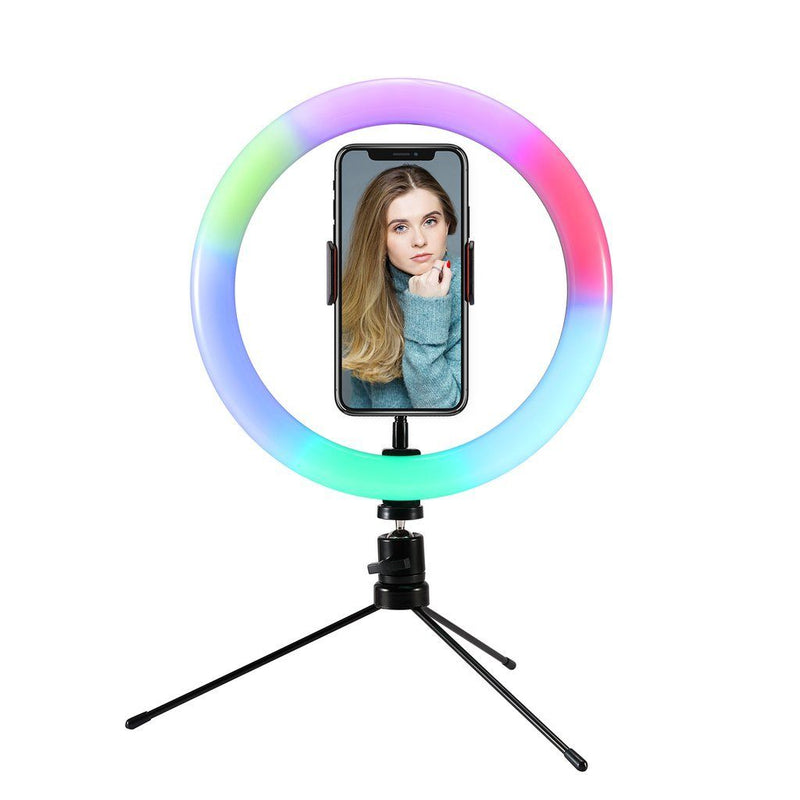 Multi-Color LED Selfie Ring Light with Small Tripod Mobile Accessories - DailySale